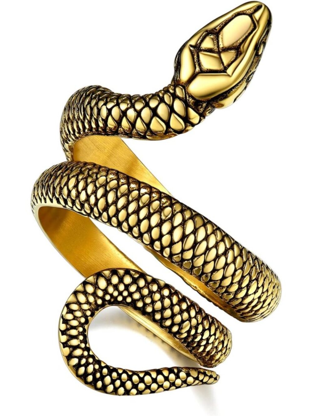 Punk Gothic Snake Wrap Ring for Men & Women, Stainless Steel Biker Jewelry, Size
